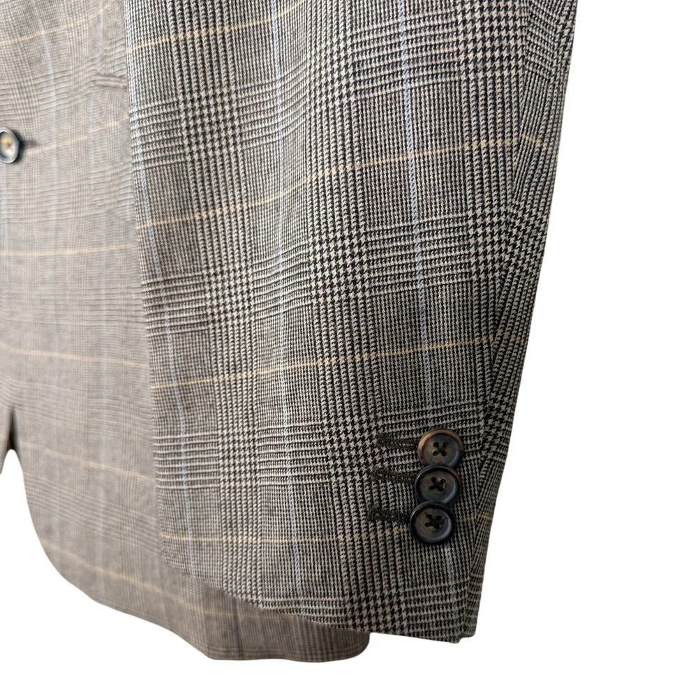 Banana Republic Blazer Mens 38R Brown Glen Plaid Wool 3-Button Sport Coat Jacket